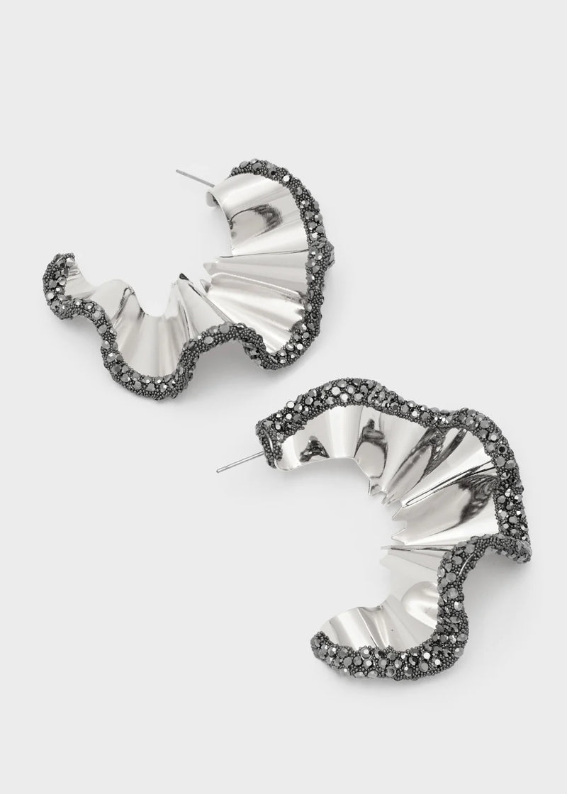 Nali' Orecchini Wavy Con Pietre Argento