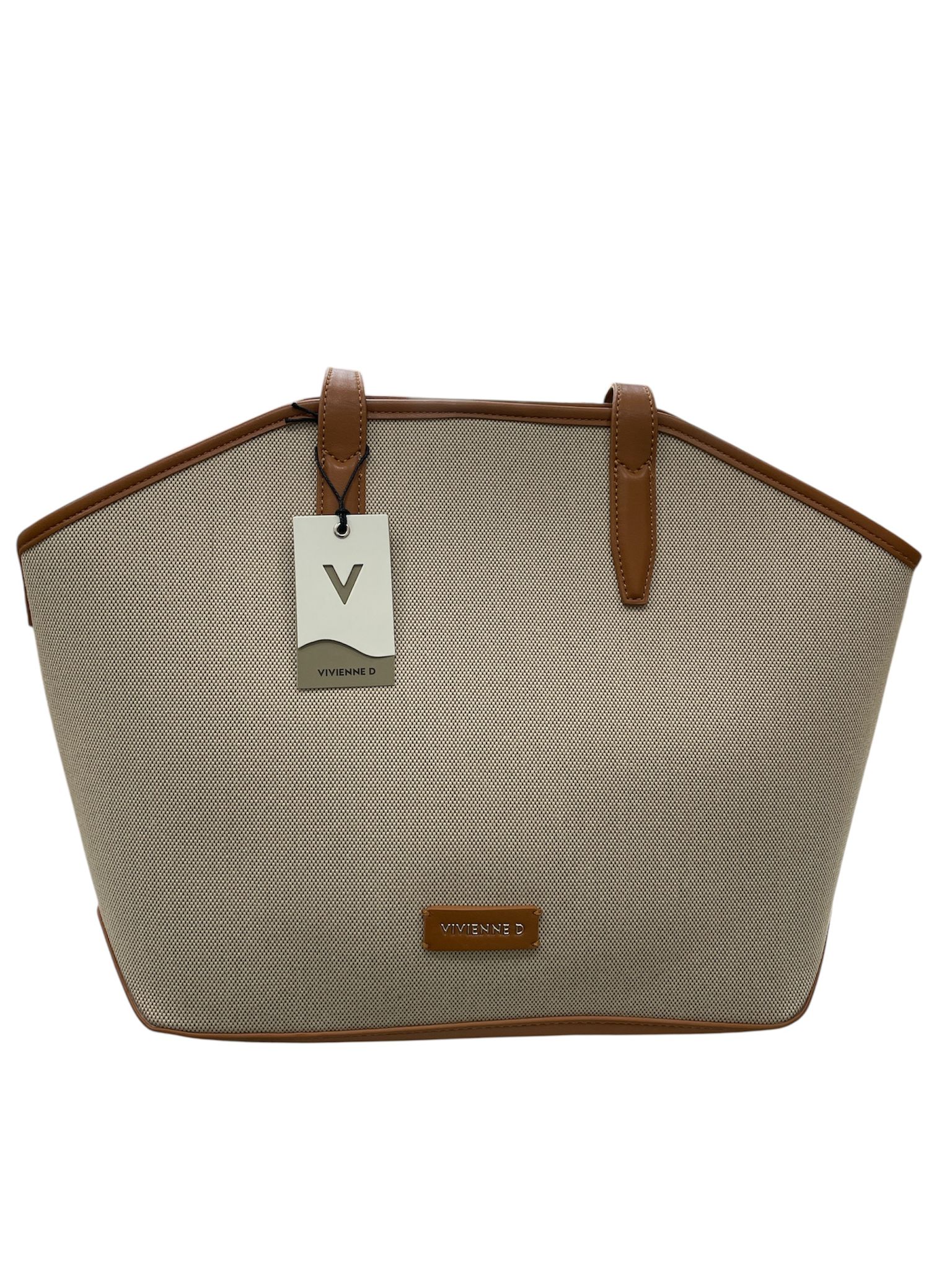 Vivienne D Borsa a Spalla Canvas Cuoio