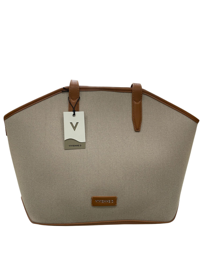 Vivienne D Borsa a Spalla Canvas Cuoio
