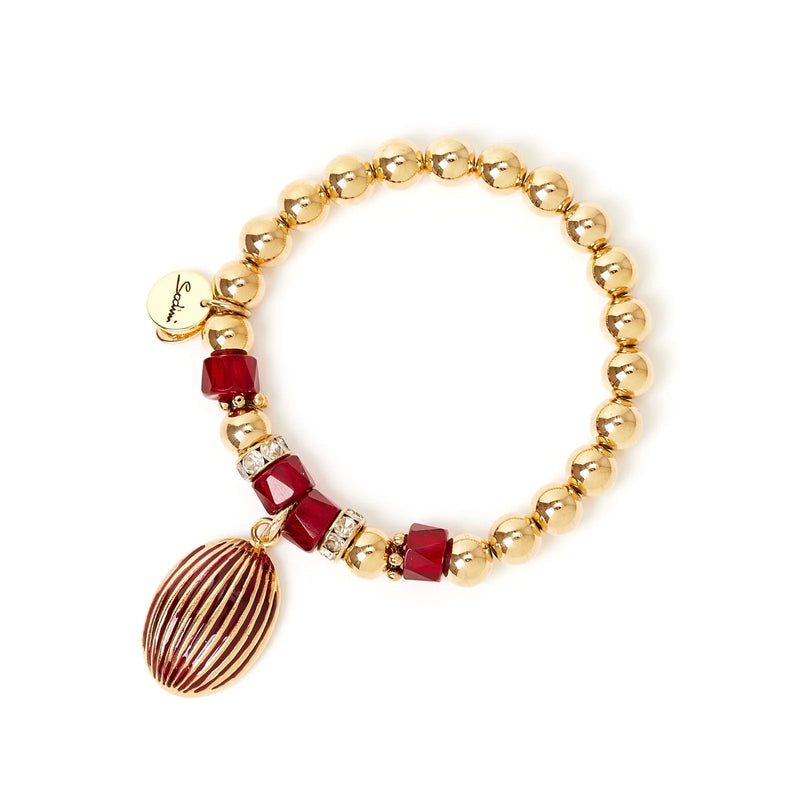 Sodini Bracciale elastico boule e pendente ovale Malena - Rosso
