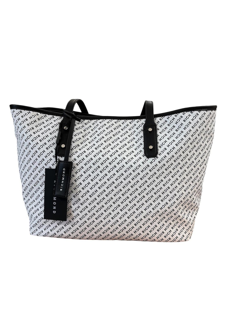 John Richmond Borsa A Spalla Logata Bianca/Nera
