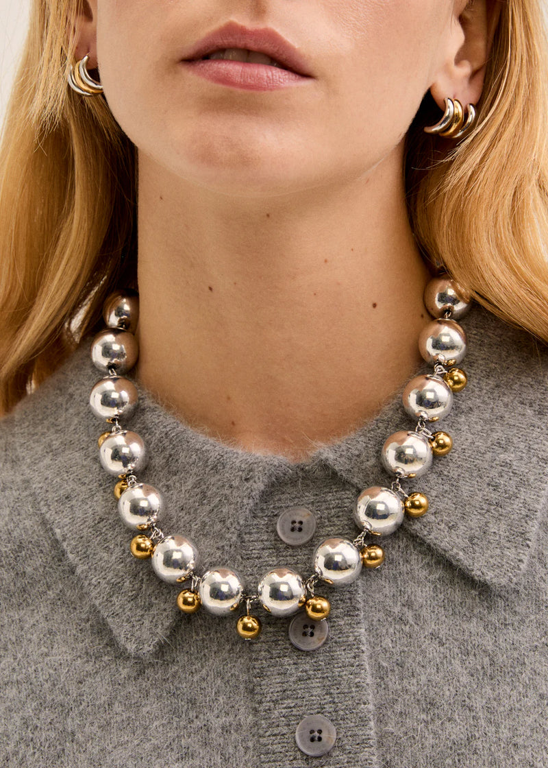 Nali' Collana Due Sfere Oro/Argento