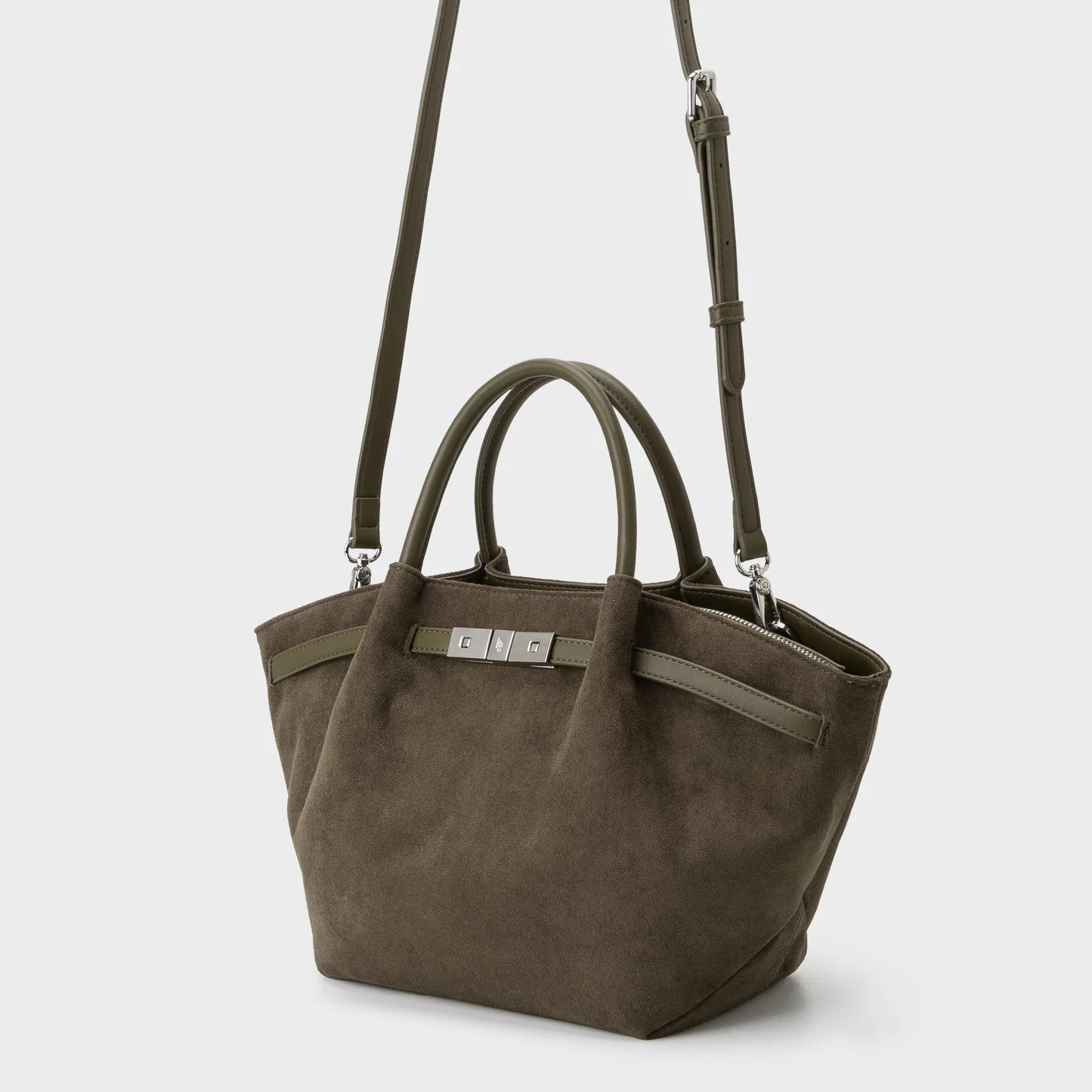 Label Rose Borsa A Mano/Tracolla Brielle Small Verde Fango/Silver