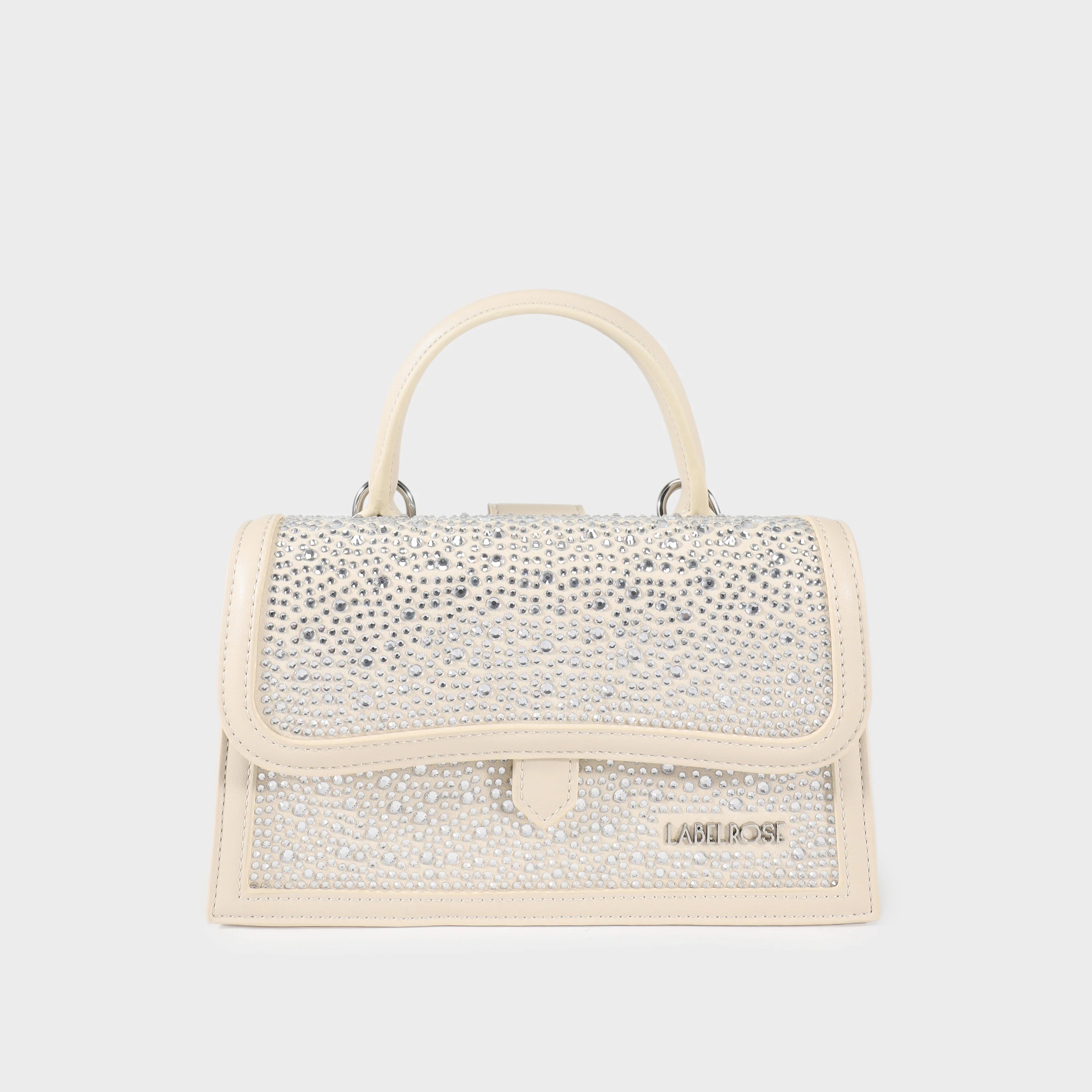 Label Rose Borsa a Mano Paige Strass Crema