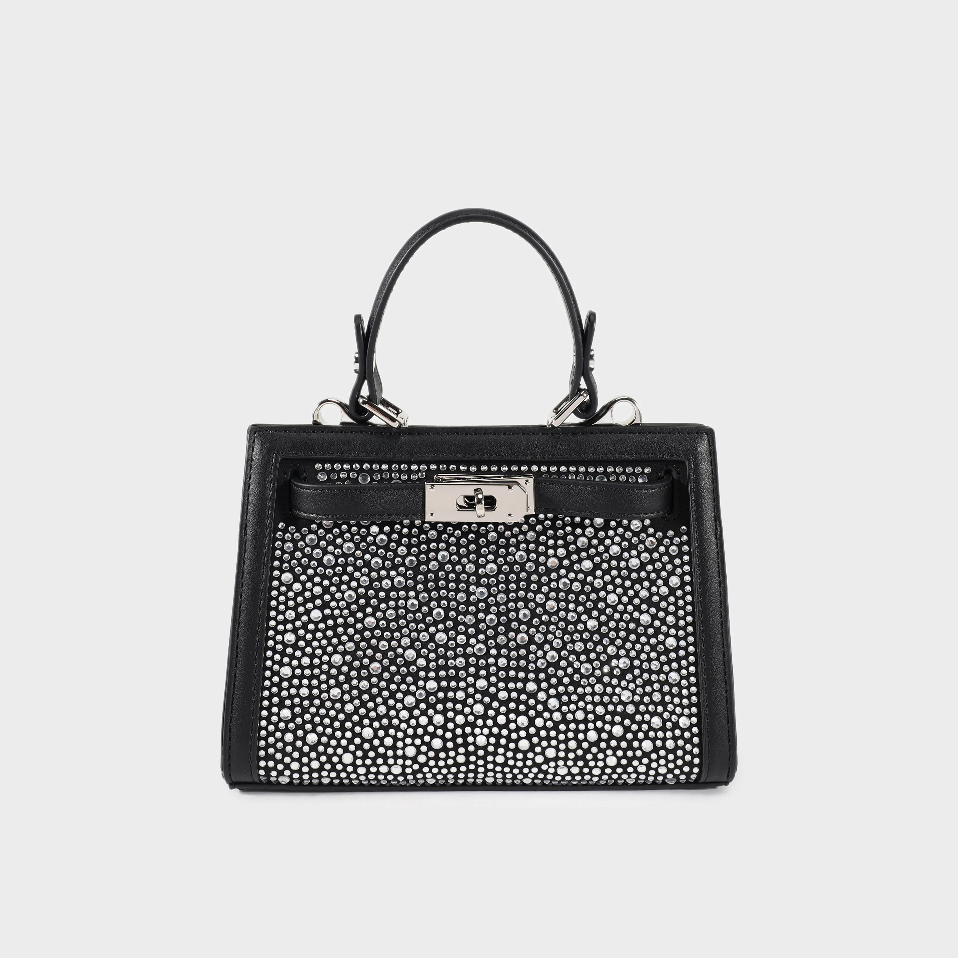 Label Rose Borsa a Mano Paris Mini Strass Black/Silver