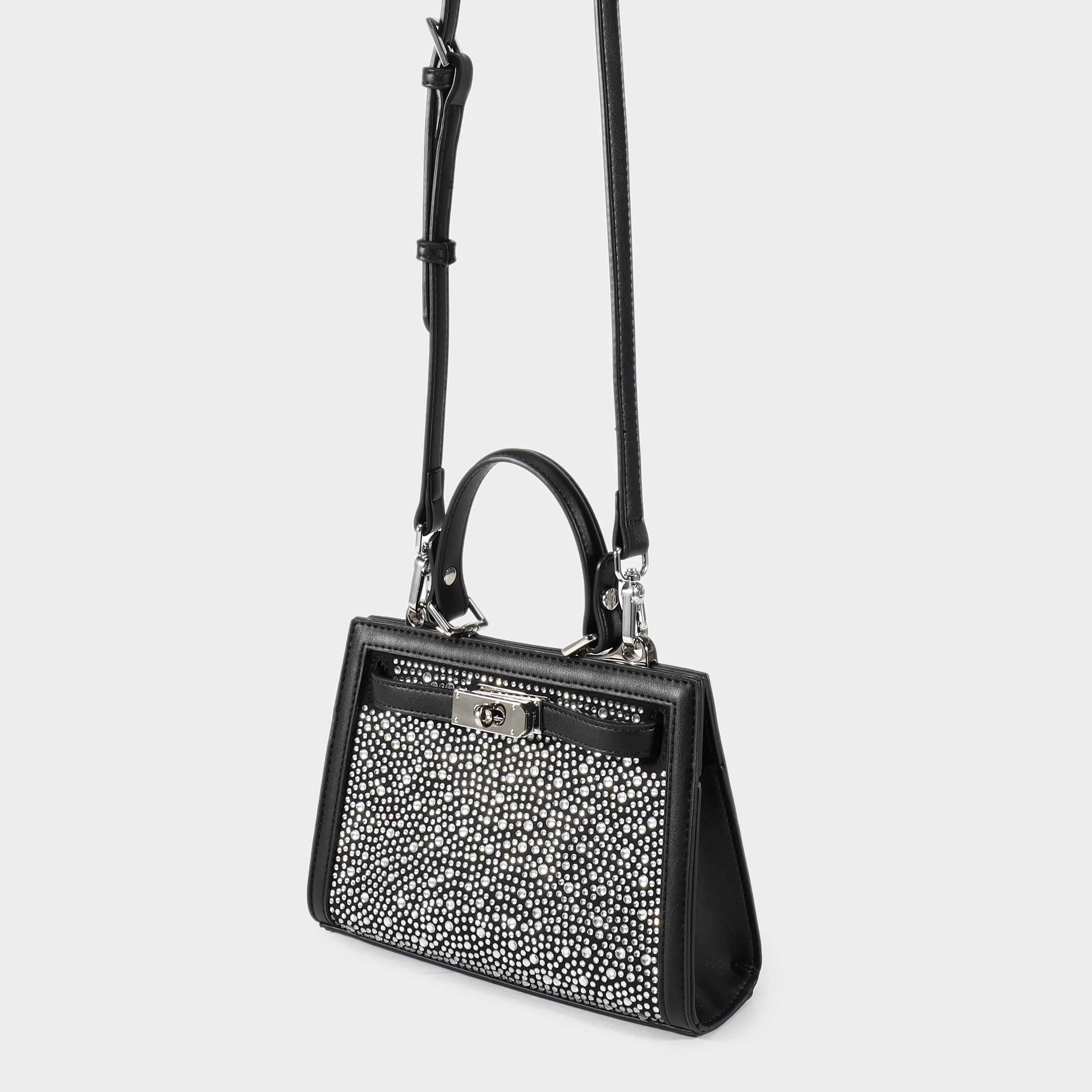 Label Rose Borsa a Mano Paris Mini Strass Black/Silver