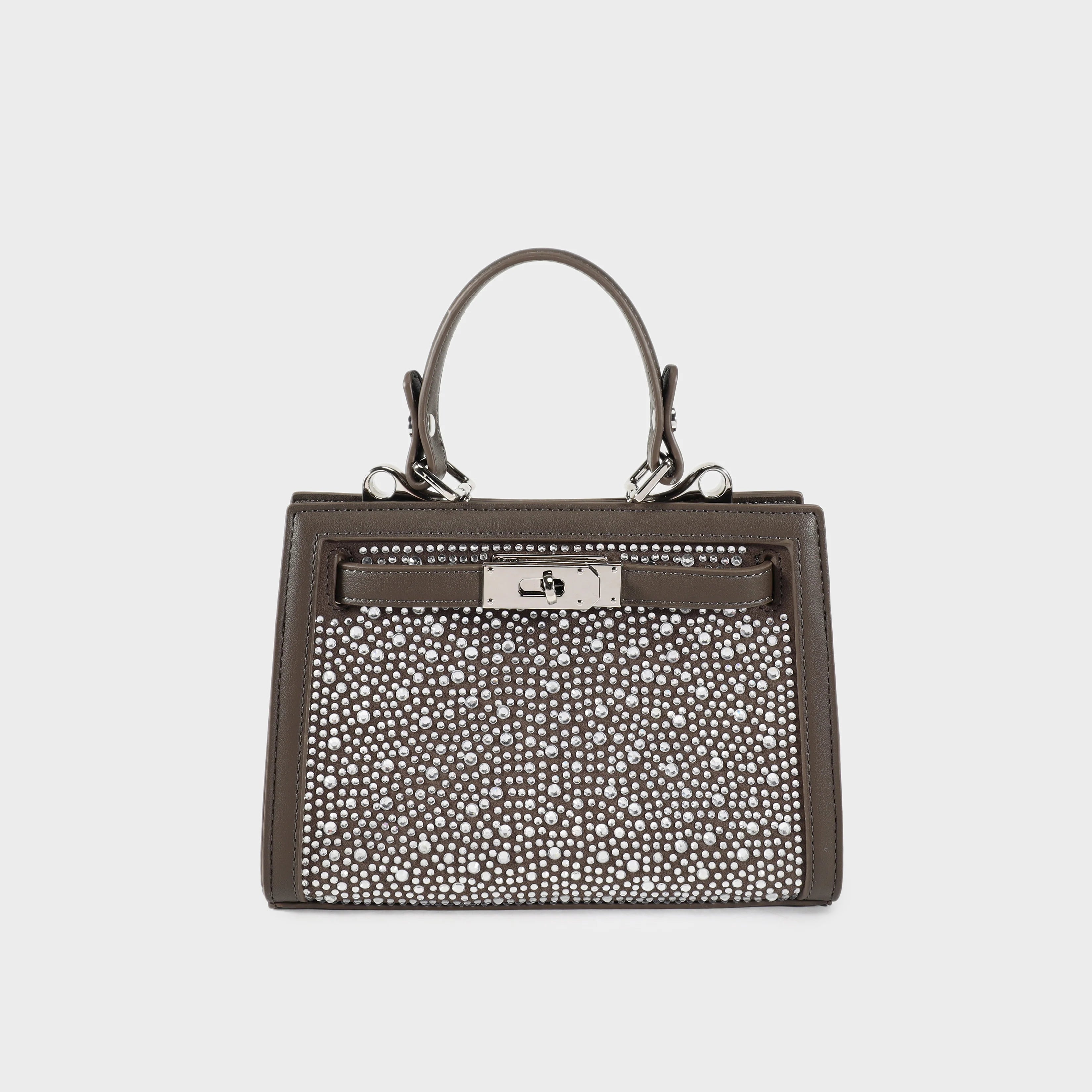 Label Rose Borsa a Mano Paris Mini Strass Grigia