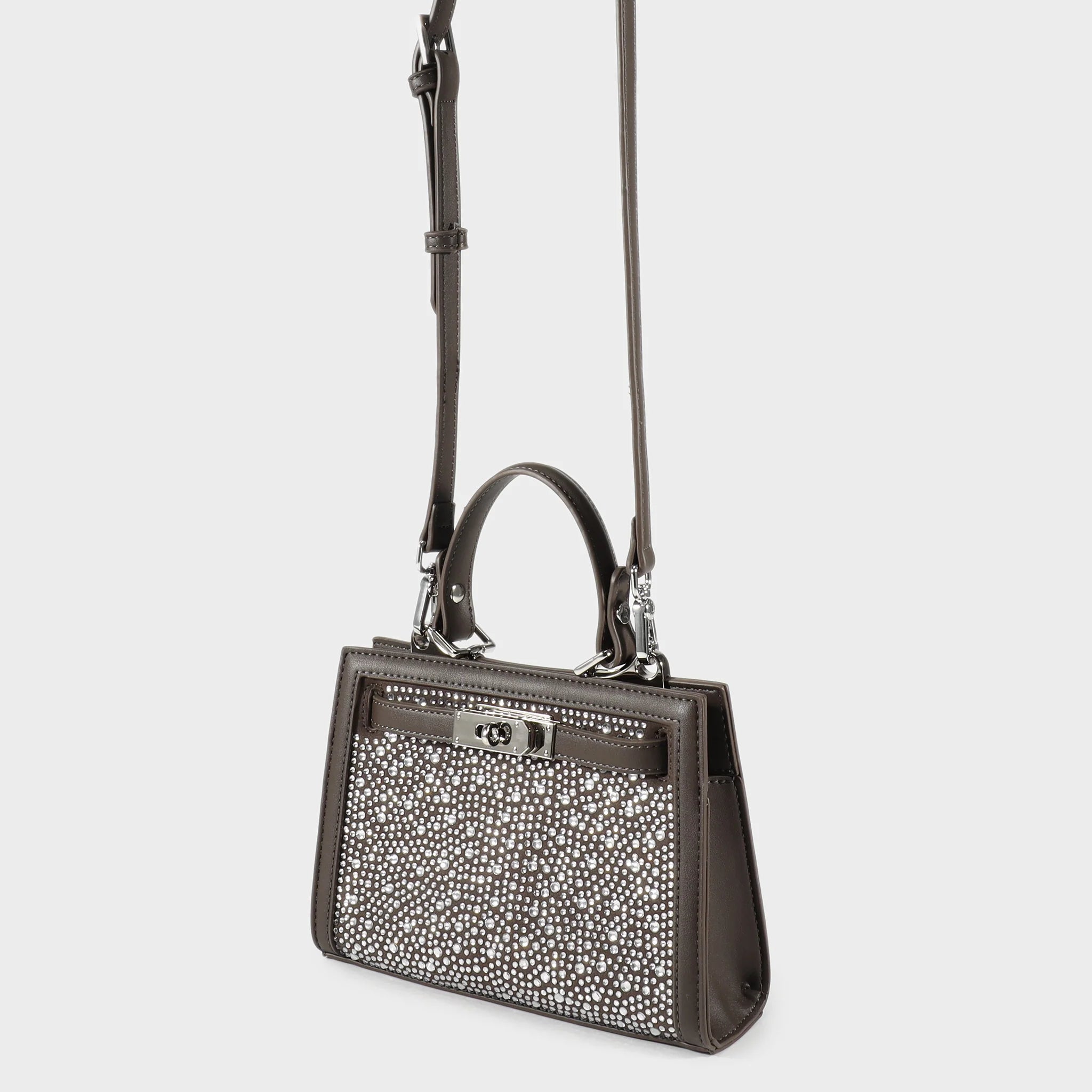 Label Rose Borsa a Mano Paris Mini Strass Grigia