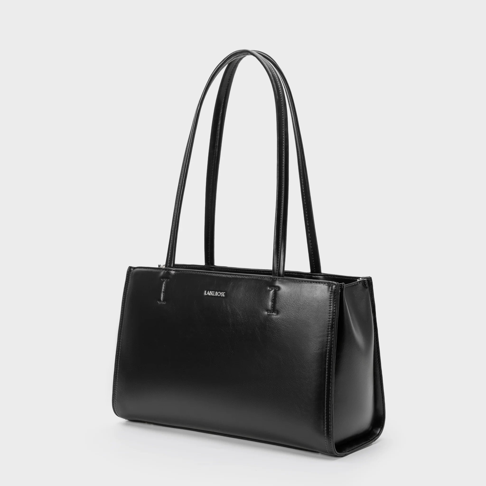 Borsa a Spalla Label Rose Patent Tote Black