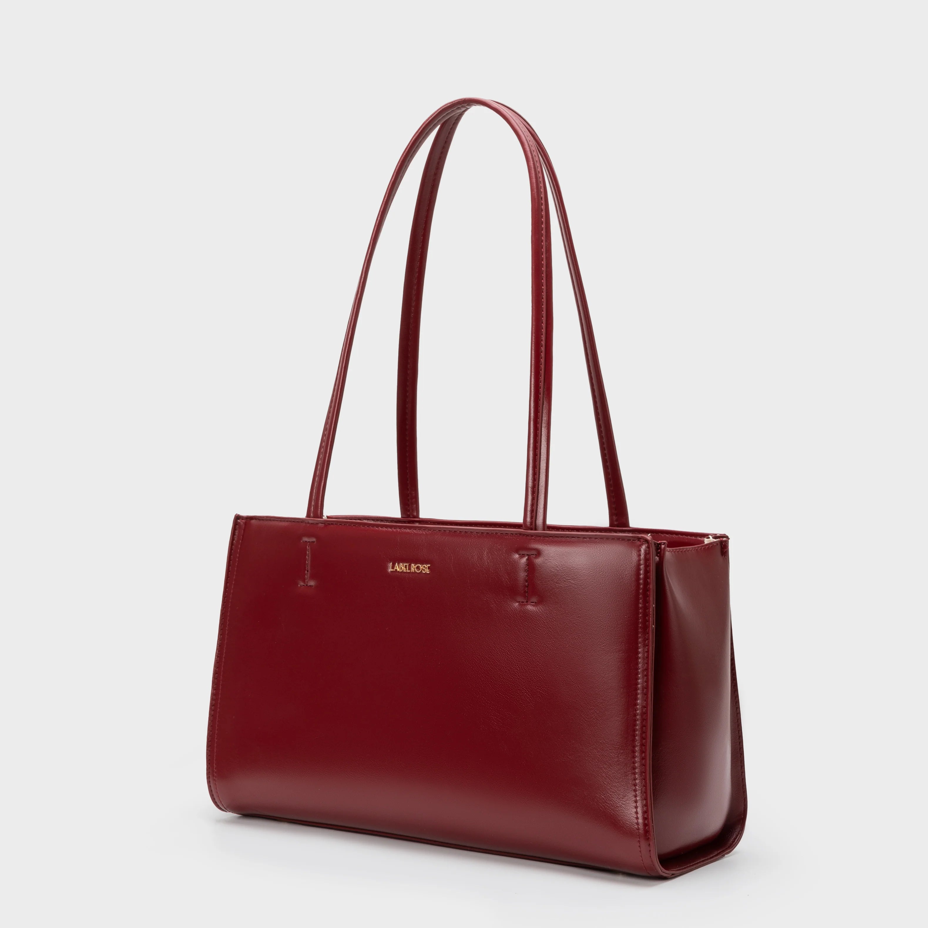 Borsa a Spalla Label Rose Patent Tote Burgundy