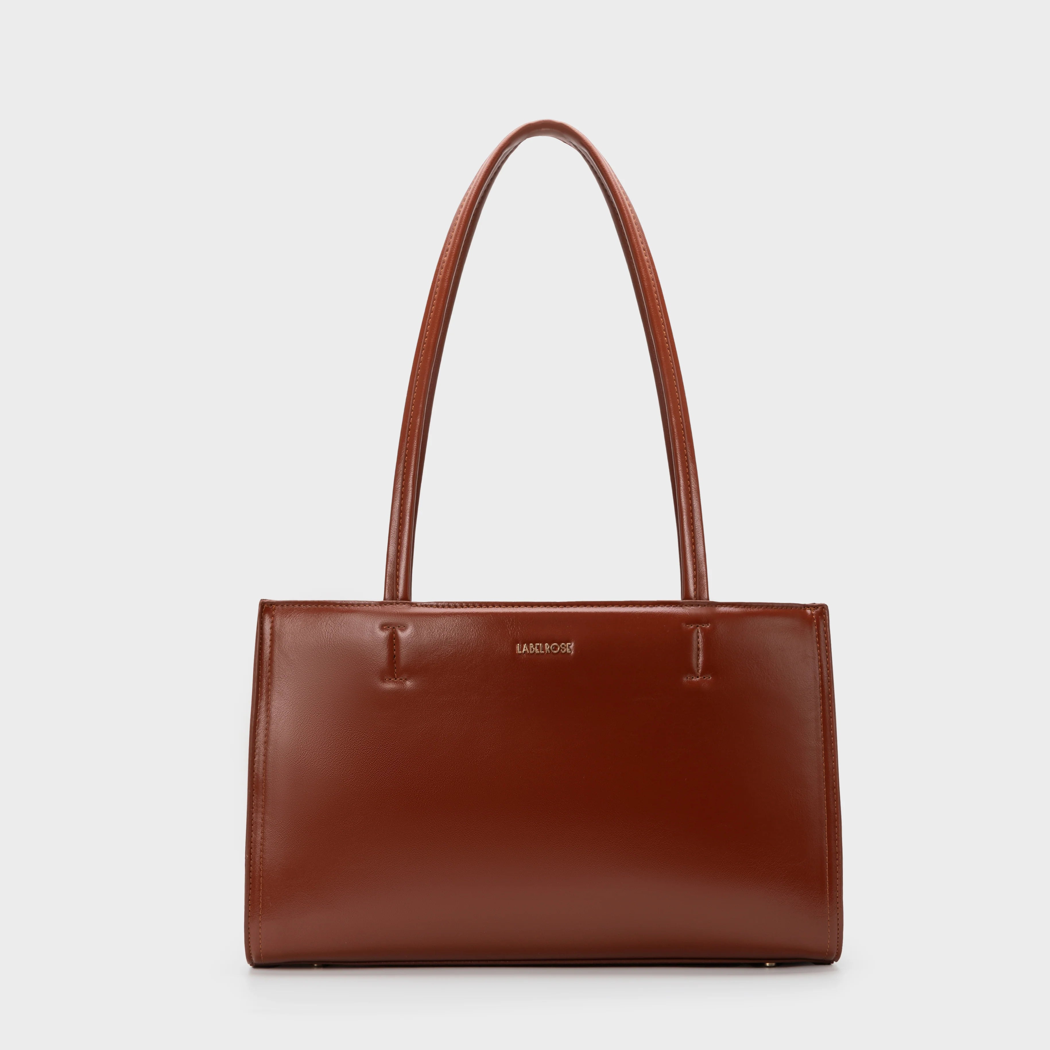 Borsa a Spalla Label Rose Patent Tote Caramel Brown