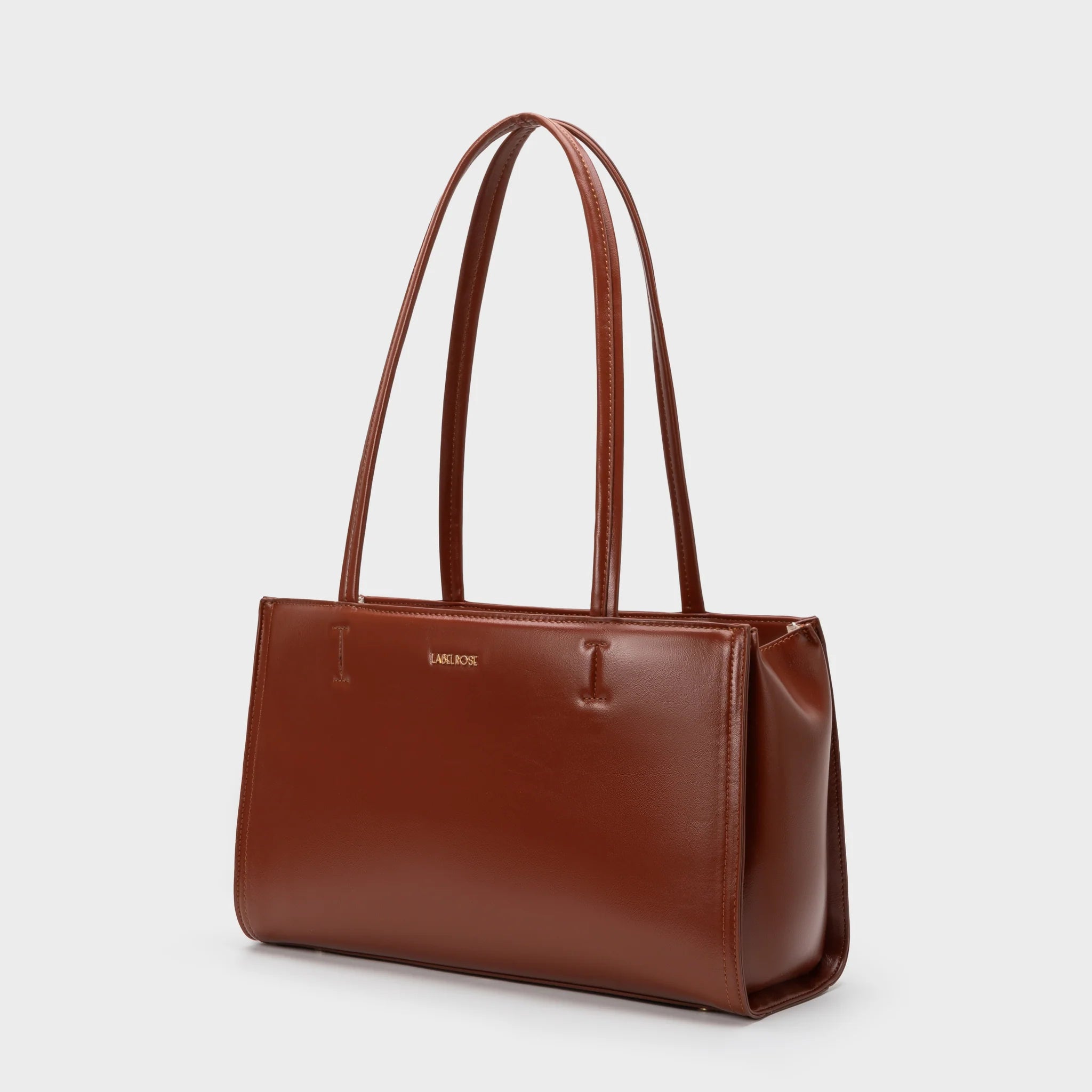 Borsa a Spalla Label Rose Patent Tote Caramel Brown
