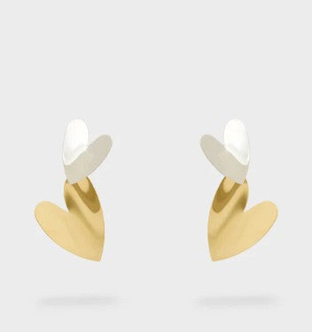 Orecchini Pendenti Doppio Cuore Oro/Argento DWOR0248