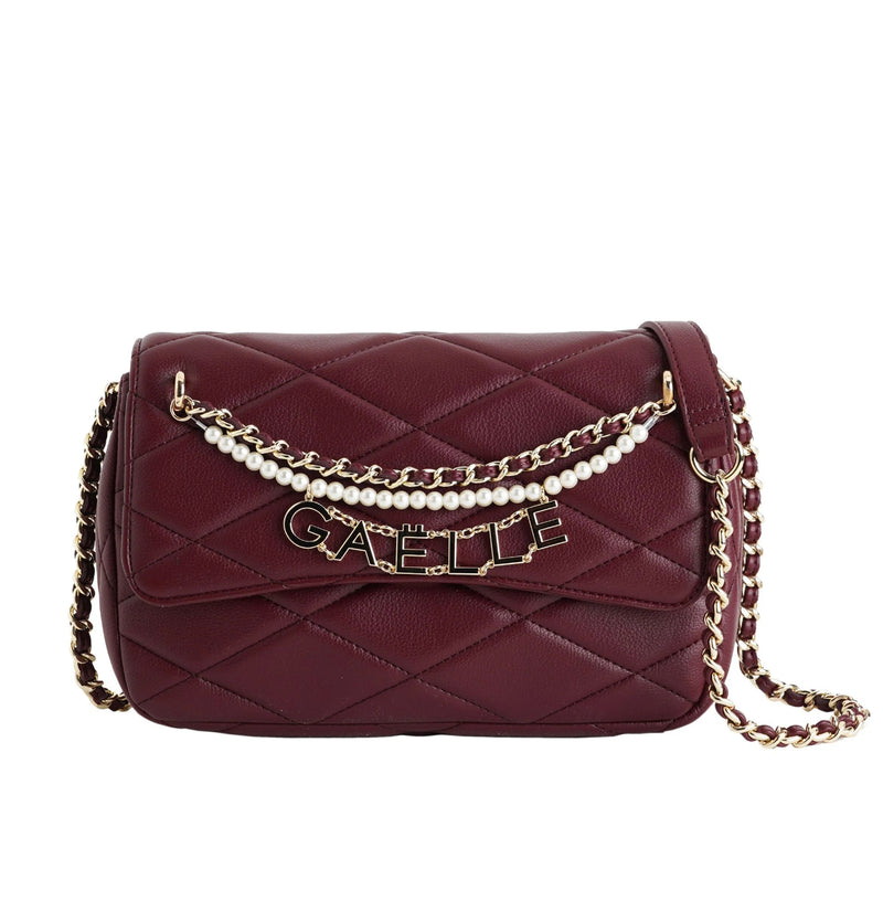 GAELLE BORSA A TRACOLLA BORDEAUX CON PERLE GAACW02441