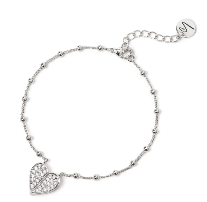 Sodini Bijoux Bracciale mini-boule e cuore di pavè #Sharethelove - Argento