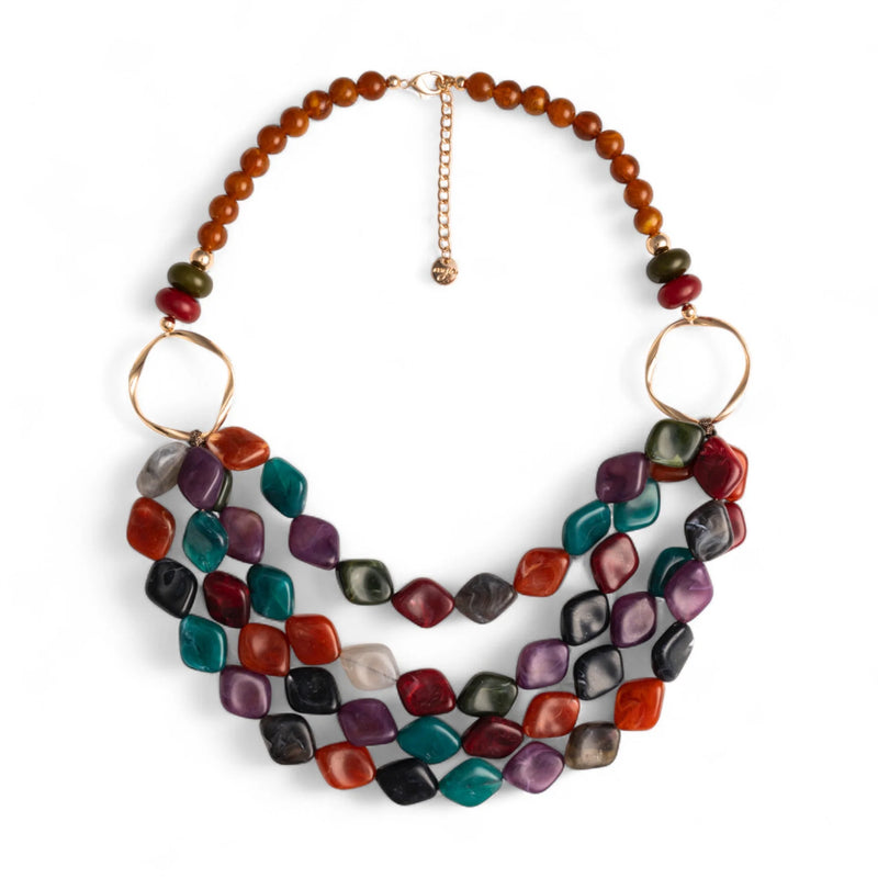 Mya Accessories G11071 Collana multifilo con pietre in acrilico multicolore