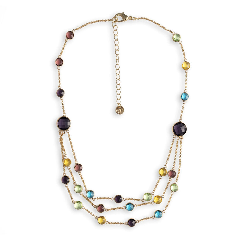 Mya Accessories Collana girocollo multifilo a catena sottile con pietre in vetro multicolore G16300
