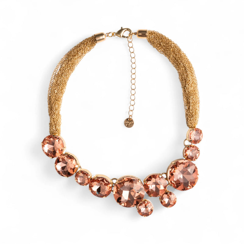 Mya Accessories Collana girocollo con catena sottile multi e pietre circolari in vetro tono topazio G16242