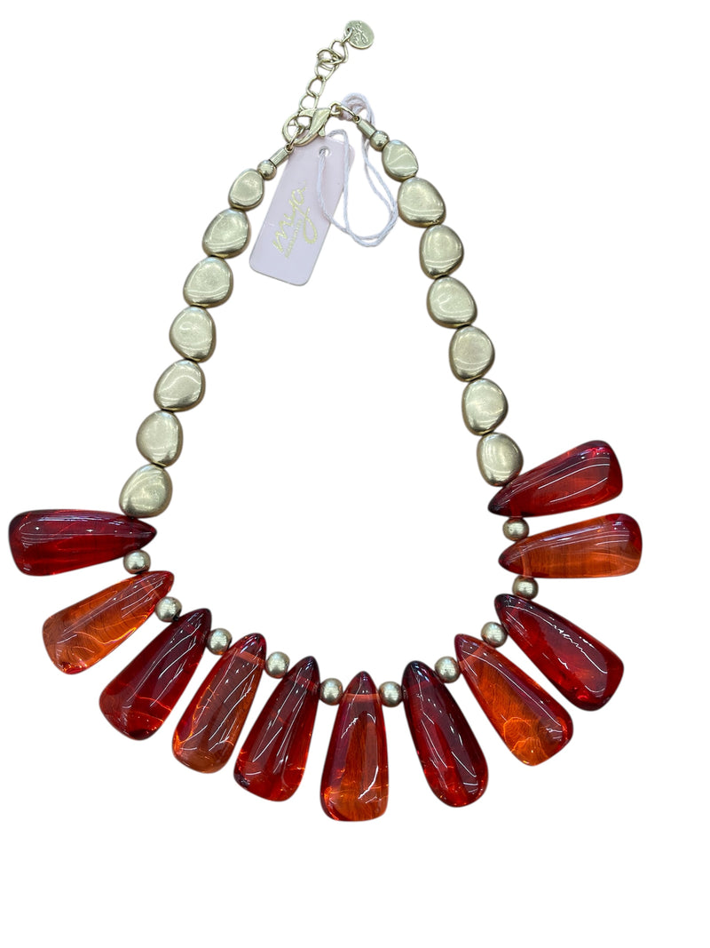 Mya Accessories Collana G11912 girocollo con pietre in resina trasparente rossa