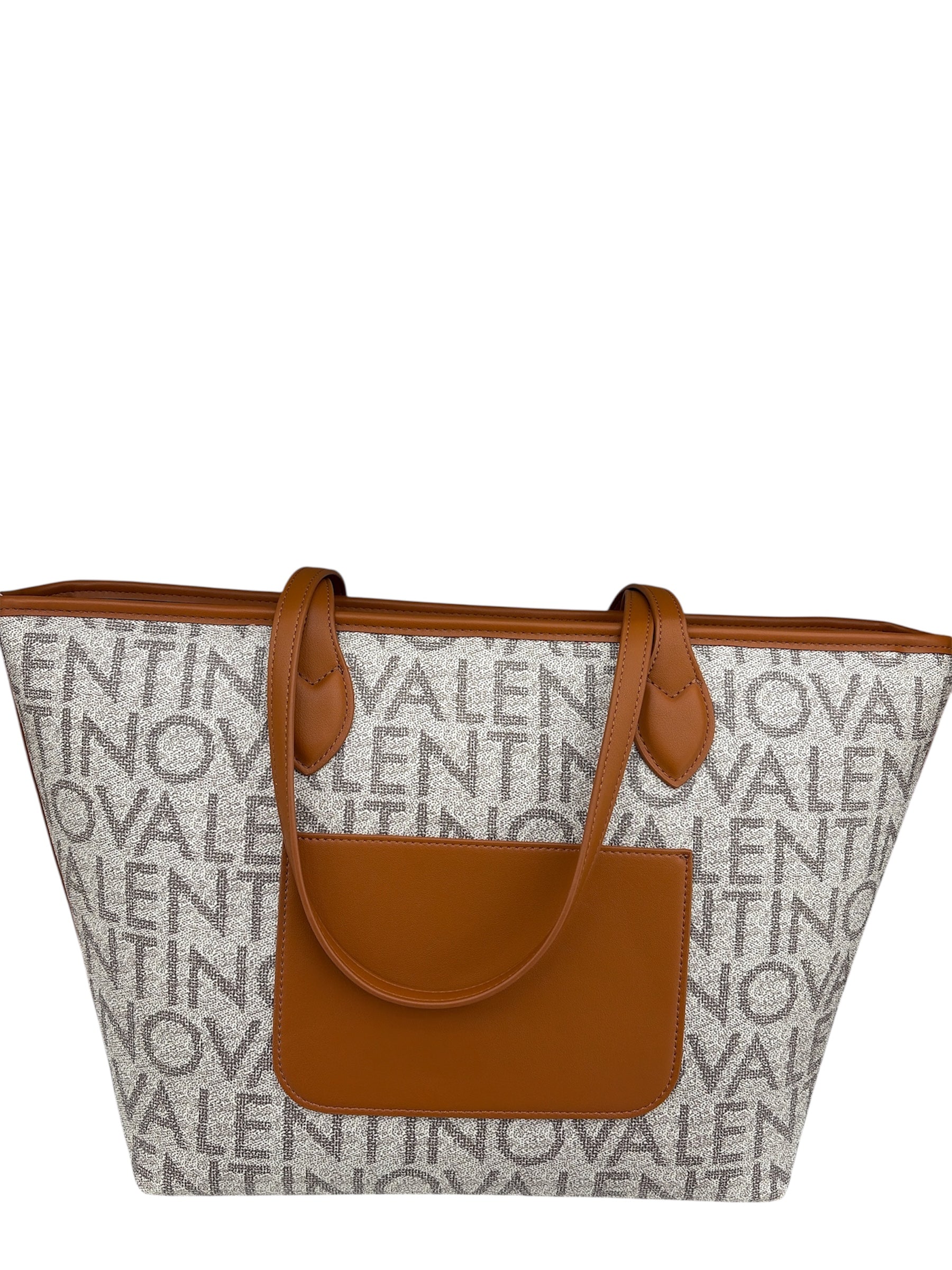 Mario Valentino Borsa A Spalle Logo Beige/Cuoio VBSA1F02