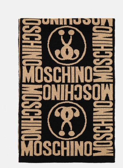 Sciarpa In Lana Nera con dettagli Oro