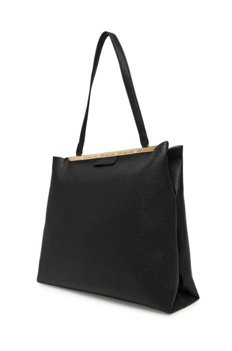 Borsa a Spalla Nera con Dettagli in Oro