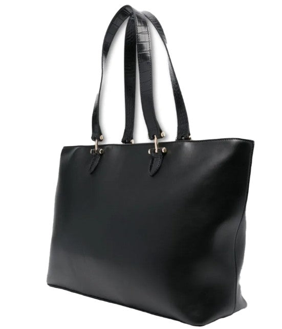 Borsa a Spalla nera con dettagli in oro