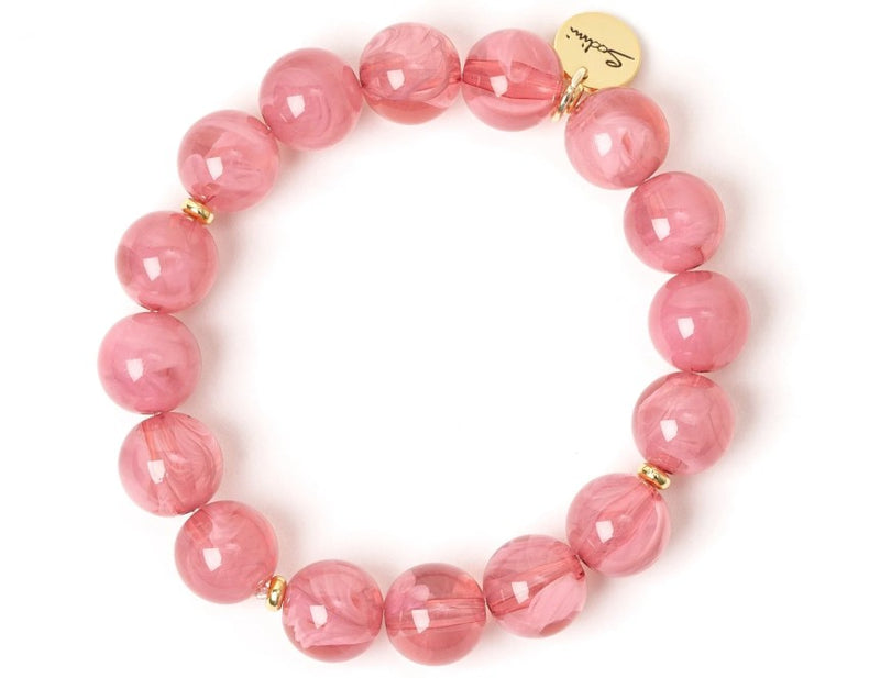 Bracciale elastico a grandi boule Ester - Rosa