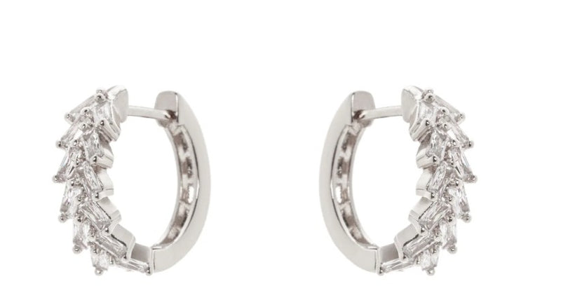 Orecchini mini cerchio e zirconi geometrici Ginevra - Argento