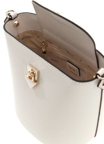 Guess Borsa a mano Patsie a secchiello Bianca