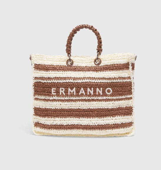 Ermanno Scervino Borsa a Mano In Rafia 12402098 Crema/Marrone
