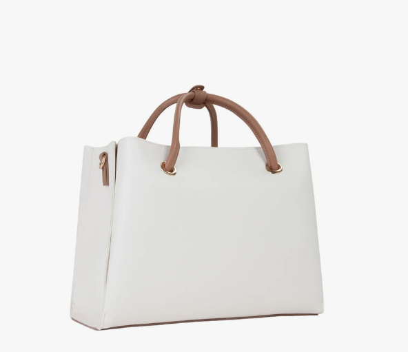 Mario Valentino Alexia Borsa VBS5A802 Doppio Manico Grande Bianco/Cuoio