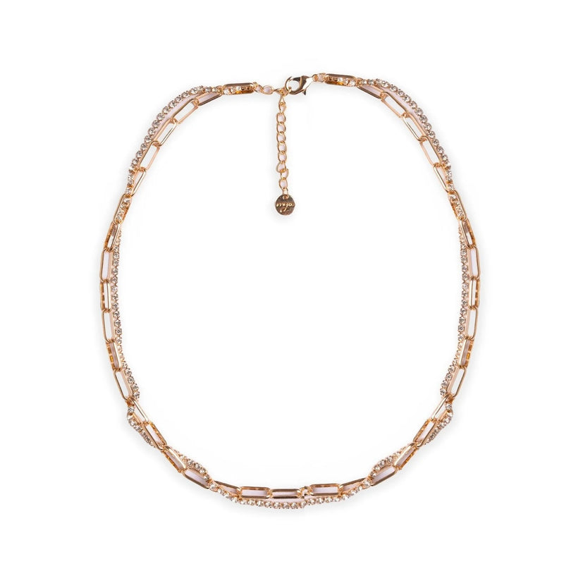 Mya Accessories Collana girocollo a catena doppio filo strass cristallo e metallo F11270