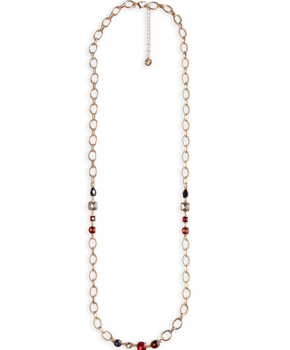 Mya Accessories Collana lunga a catena con pietre in vetro tono topazio