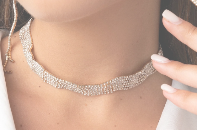 Mya Accessories Collana girocollo a fascia con strass cristallo