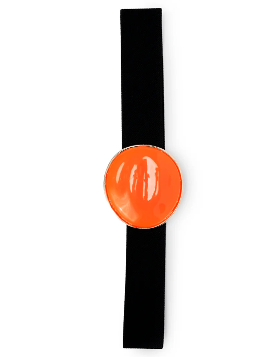Mya Accessories Cintura elastica nera, con medaglione in resina arancio