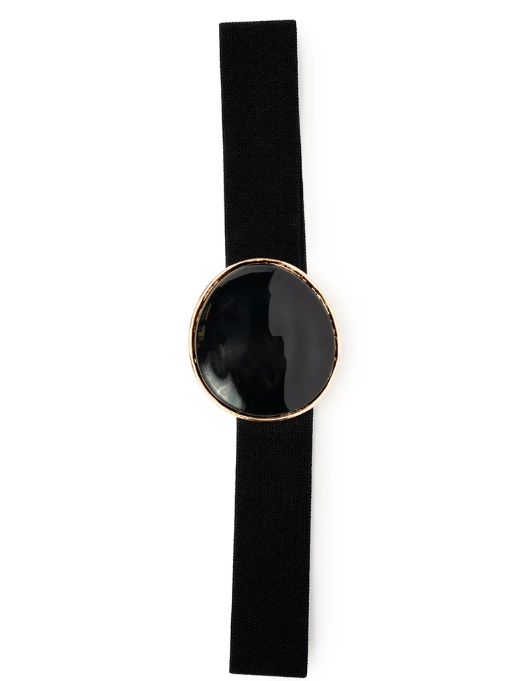 Mya Accessories Cintura elastica nera, con medaglione in resina nera