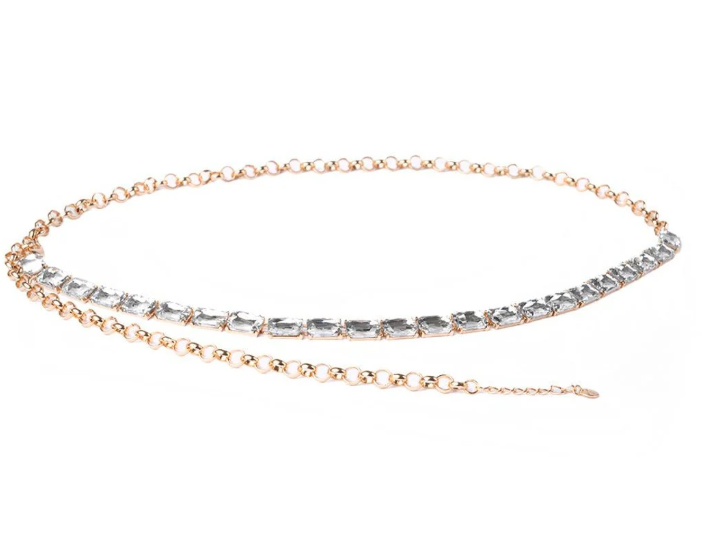 Mya Accessories Cintura a catena con pietre in resina crystal