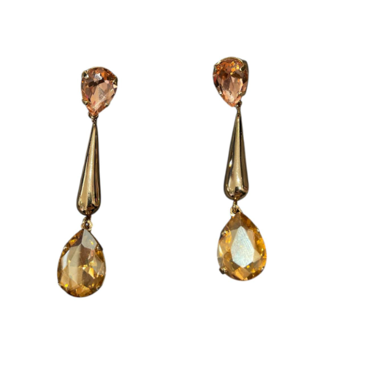 Gio Preziosi orecchini in oro pendenti con pietra ambrata