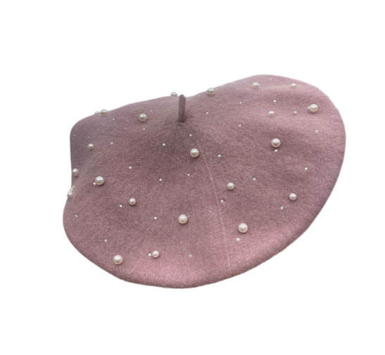 Guess Cappello Modello Basco Rosa Con Perle