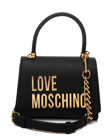 Love Moschino Borsa a Mano/Tracolla Nera Con Scritta Oro