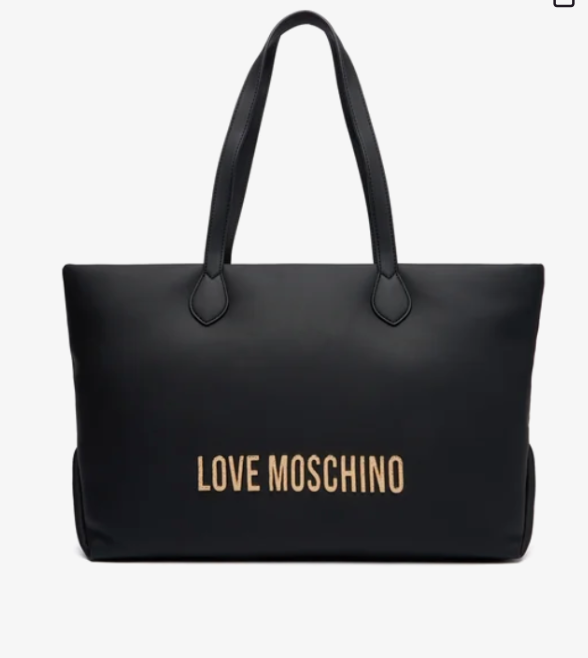 Love Moschino Borsa a Spalla nera con scritta oro