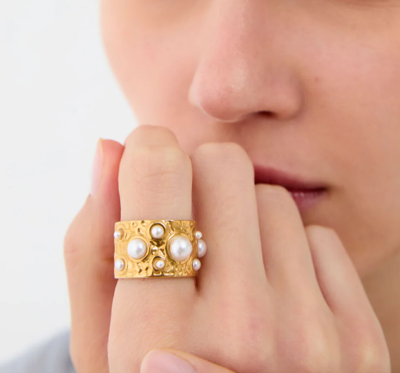 NALI ANELLO LAVORATO CON PERLE ORO EMAN0434
