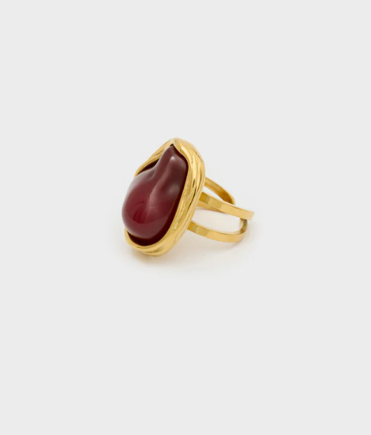 NALI ANELLO REGOLABILE CON PIETRA ROSSO/ORO PWAN0003