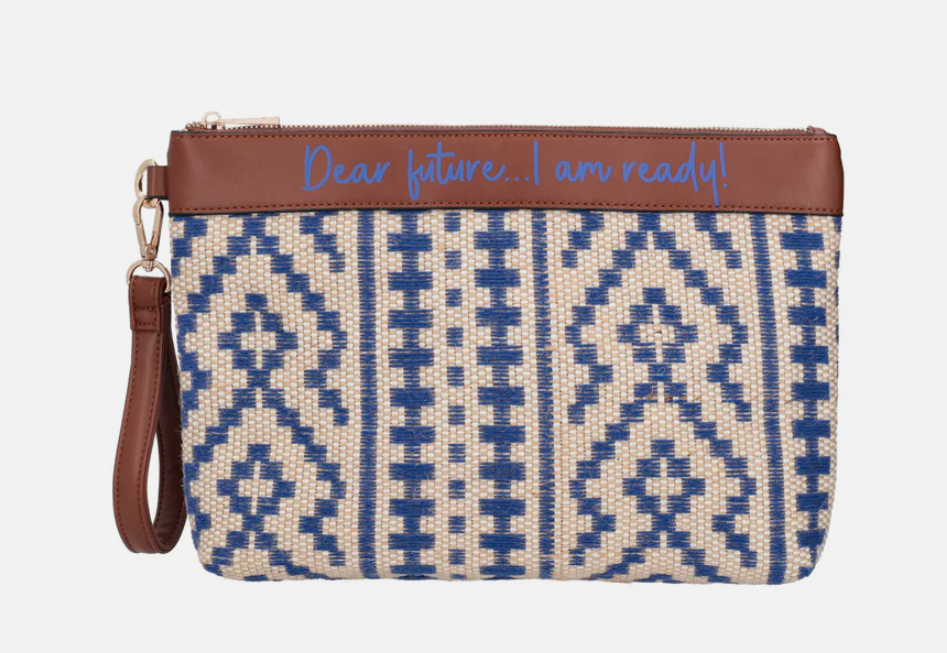 Le Pandorine Pochette Giulia intrecciata con polsiera colore blu royal PS2620B29