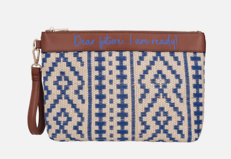 Le Pandorine Pochette Giulia intrecciata con polsiera colore blu royal PS2620B29