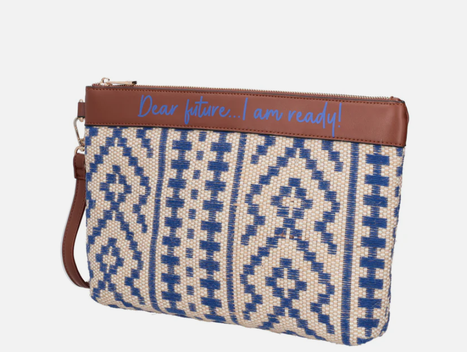 Le Pandorine Pochette Giulia intrecciata con polsiera colore blu royal PS2620B29