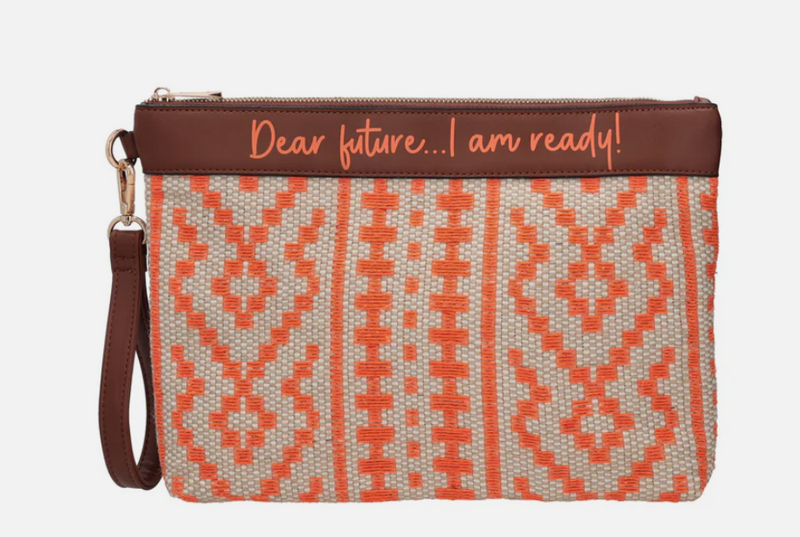 Le Pandorine Pochette Giulia intrecciata con polsiera colore arancione PS2620B29