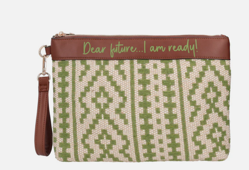 Le Paandorine Pochette Giulia intrecciata con polsiera colore verde PS2620B29