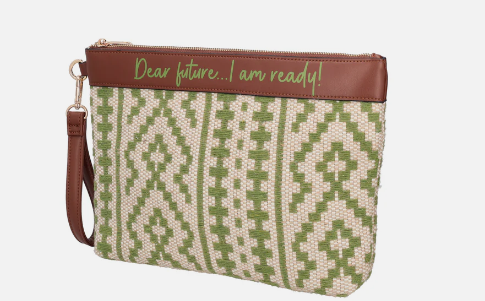 Le Paandorine Pochette Giulia intrecciata con polsiera colore verde PS2620B29